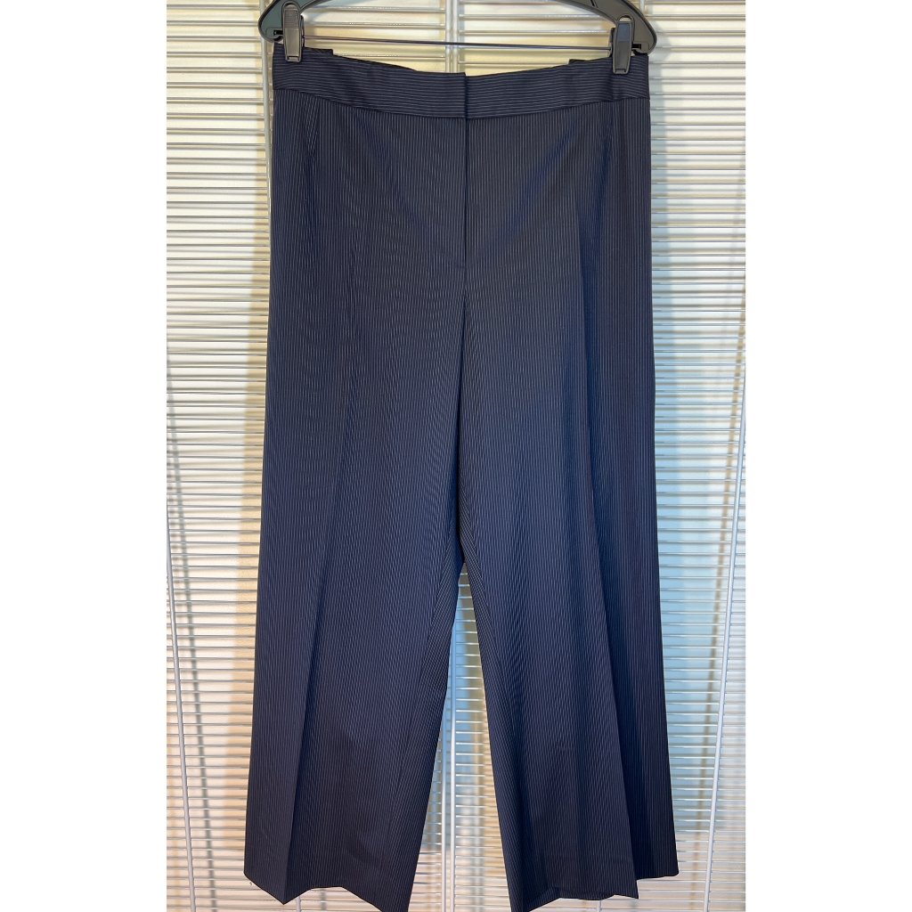 Lafayette 148 New York Essential Italian Wool Pants In Dark Navy Pinstripe, 20